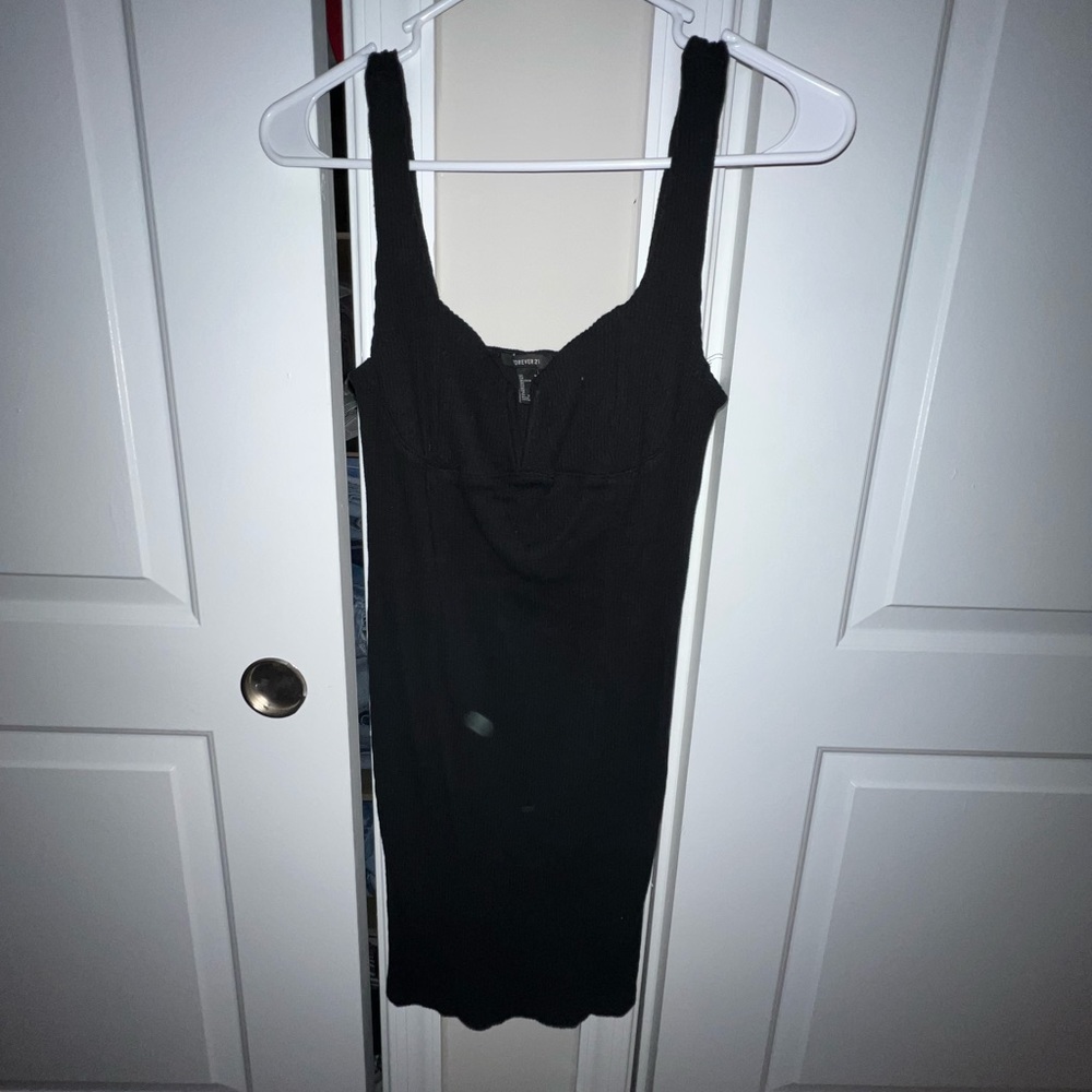 Basic ribbed black body con dress